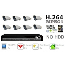 600TVL 8 ch Channel CCTV Camera DVR Security System Kit Inc 1/3 Sharp Outdoor Indoor Camera and H.264 DVR with Mobile and Internet Access with NO Hard Drive